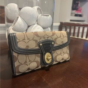 Coach Signature Canvas Wallet with turnlock